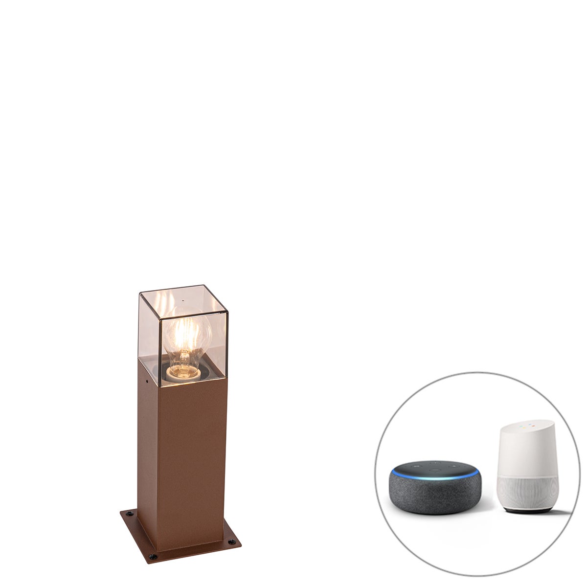 Slimme buitenvloerlamp, roestbruin, 30 cm, incl. Wi-Fi P45 – Denemarken