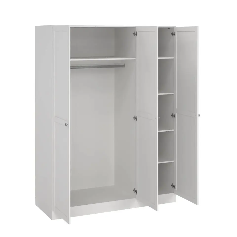 Kledingkast Lynn 3-deurs - wit - 200x147x62 cm
