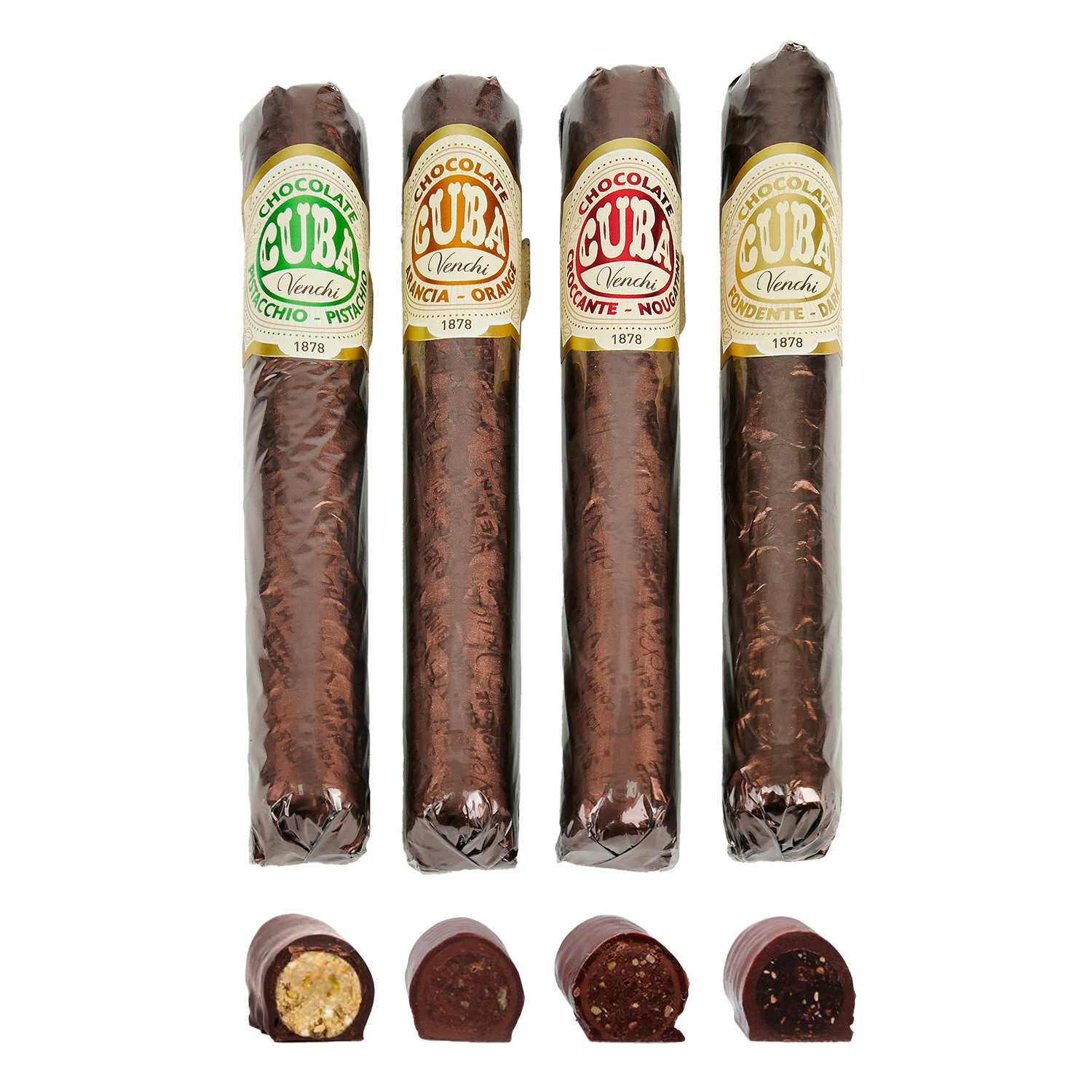Coffret bois de 54 cigares au chocolat et praliné