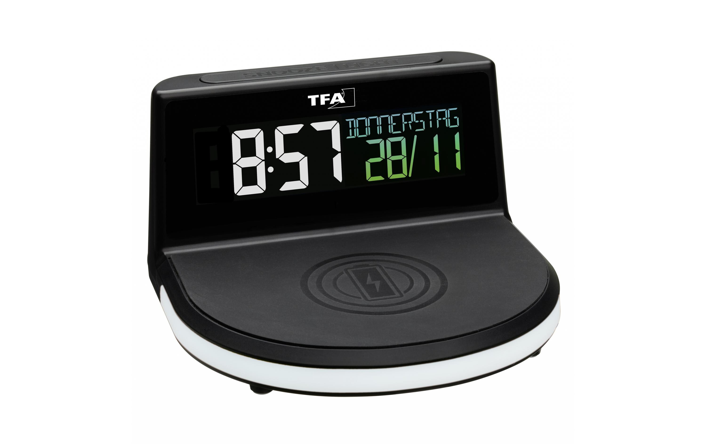 Digitalwecker Charge-it-Wireless SchwarzDigitalwecker mit kabelloser Ladestation