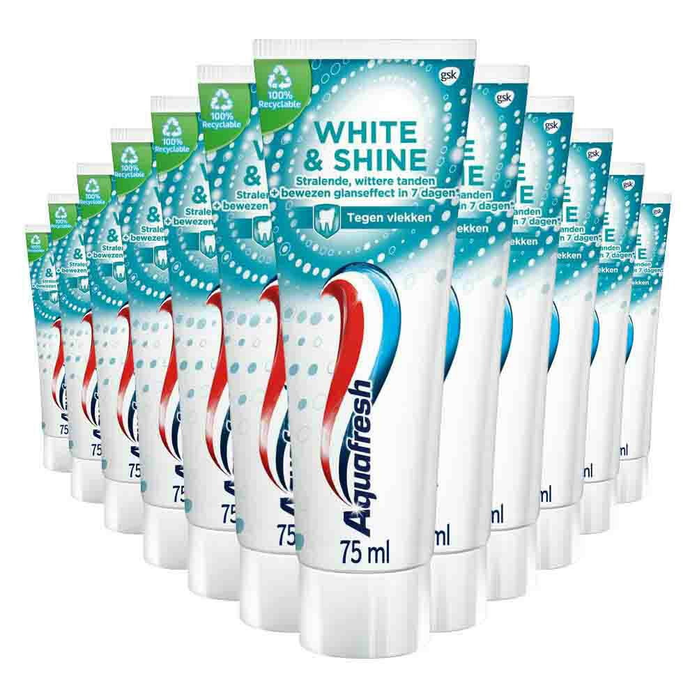 12x Aquafresh Tandpasta White & Shine75 ml