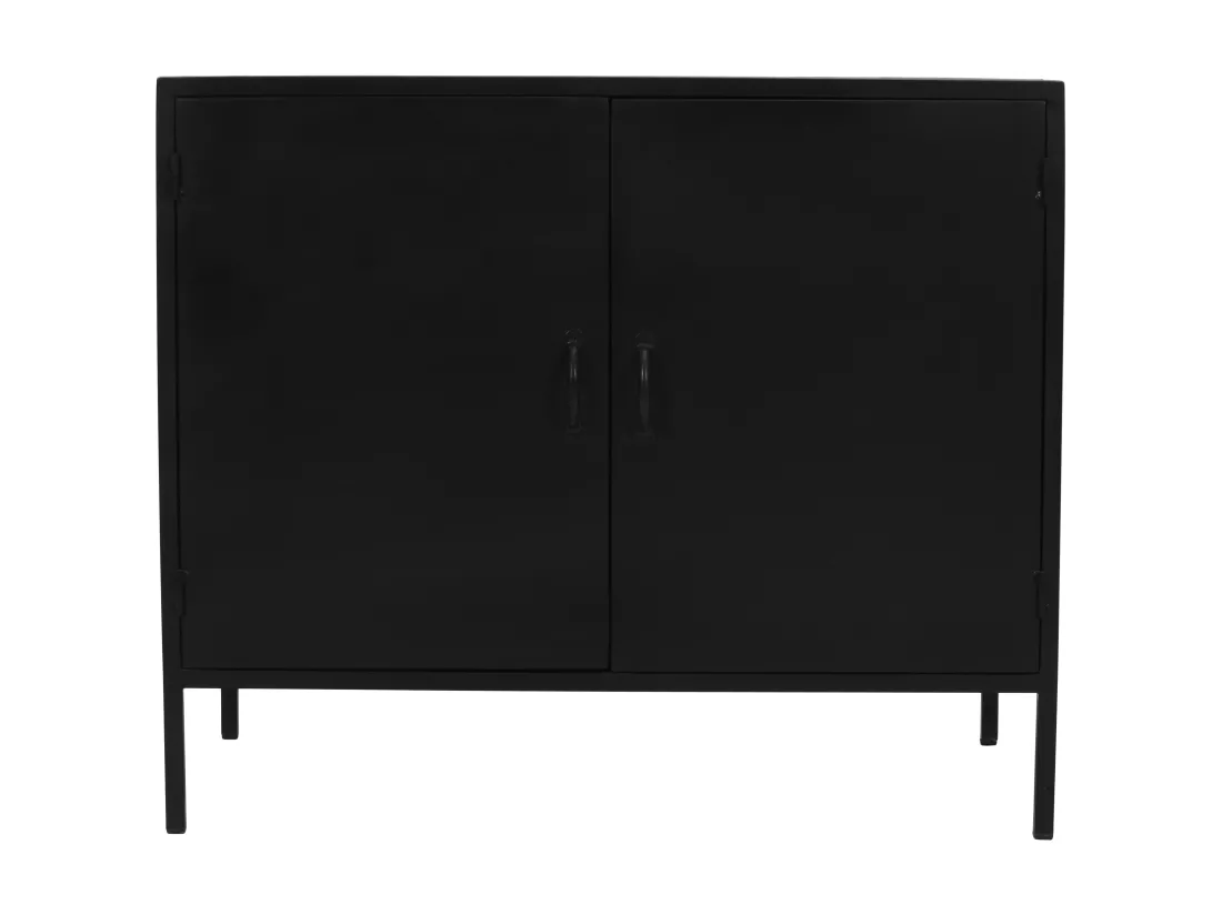 Meuble sous vasque en métal noir et bois de manguier- 2 portes - 95 cm - ORIONIS
