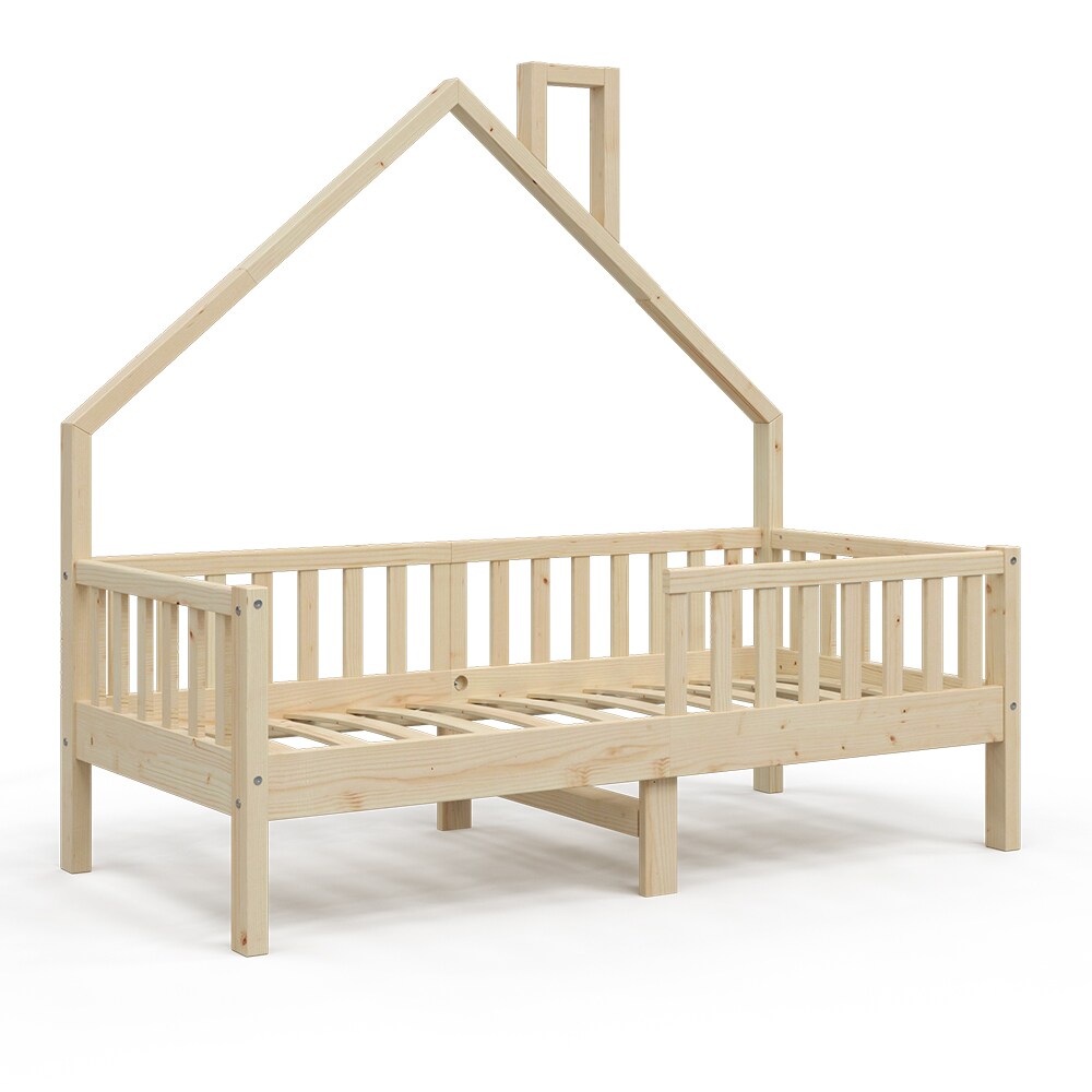 VitaliSpa Hausbett Kinderbett Spielbett Noemi 80x160cm natur Rausfallschutz