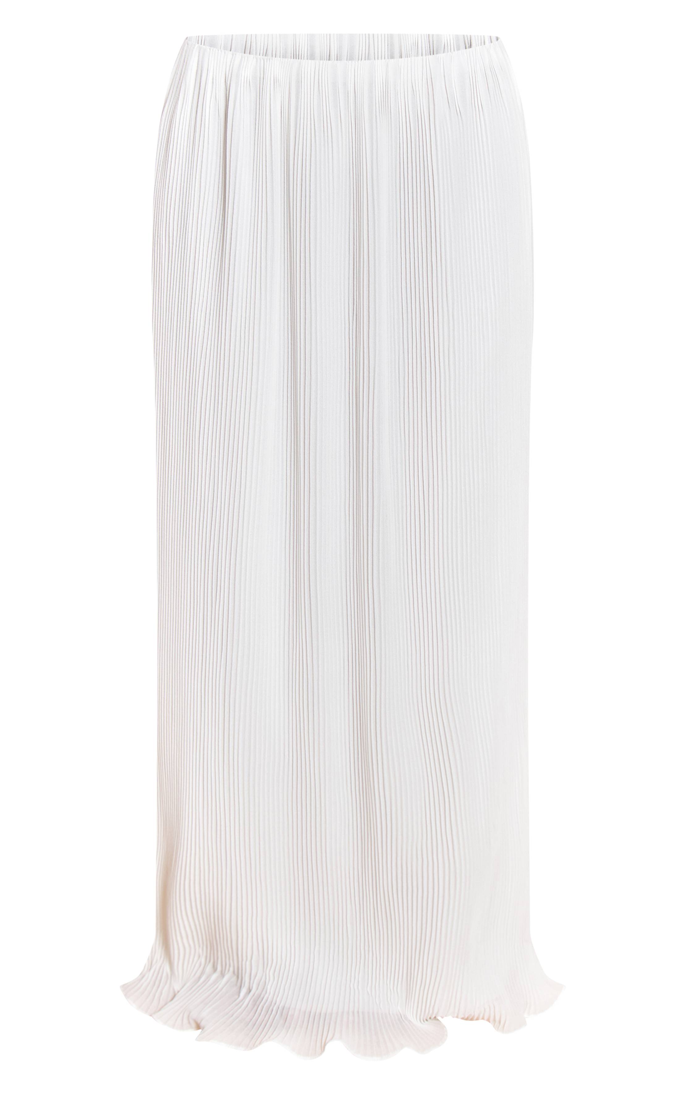 Blanc Jupe Longue Plissée Taille Ajustée Petite