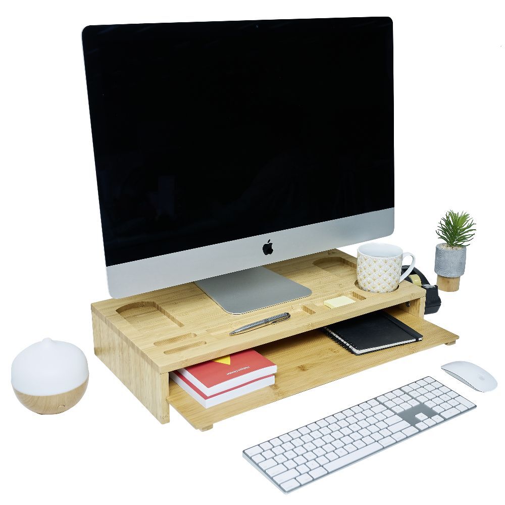 Organiseur pour ordinateur de bureau en bambou 60x30xH11 cm