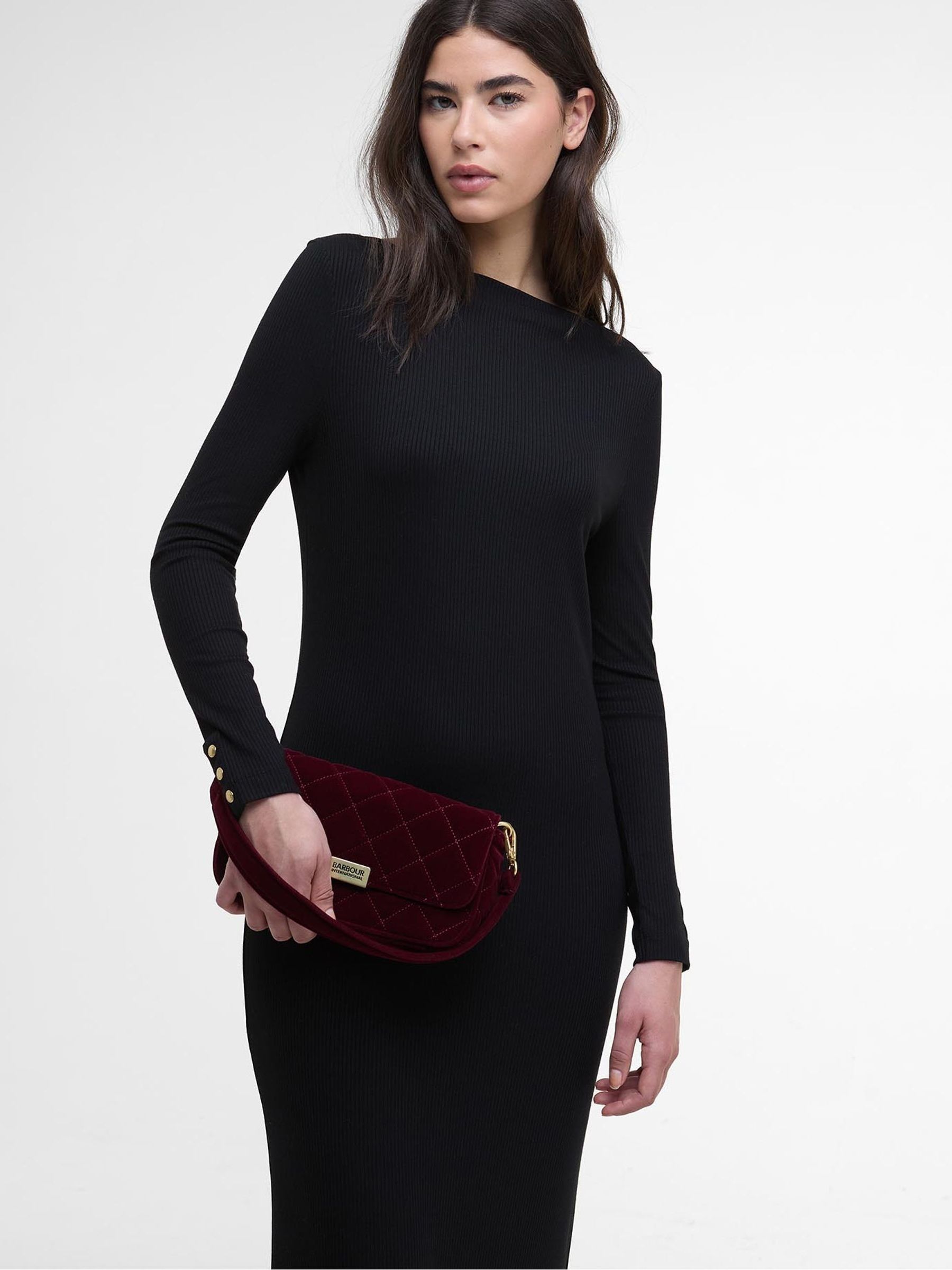 Rood - Barbour® International Quilted Velvet Mini Soho Crossbody Bag