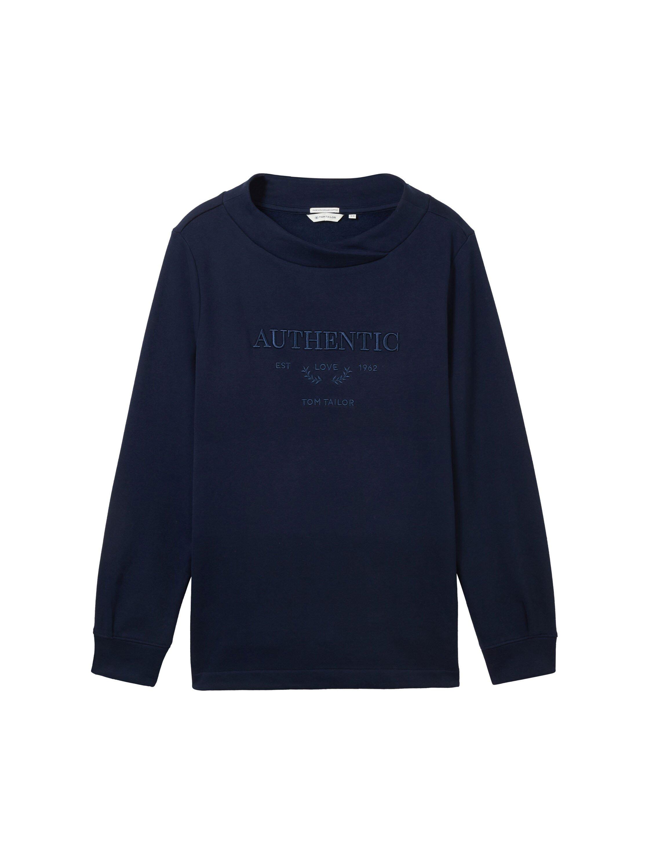 Sweatshirt mit Stehkragen und Stickerei vorn