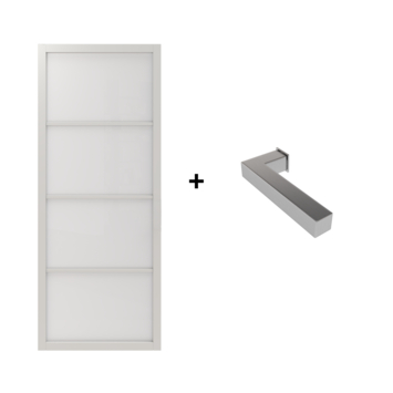 Lundia binnendeur Lumen En 2D03 mat glas wit gegrondverfd opdek rechts 93 x 231,5 cm inclusief deurbeslag Tord