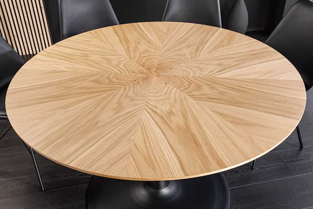 Runder Esstisch ATELIER 120cm natur Eiche schwarz Metall Säulenfuß