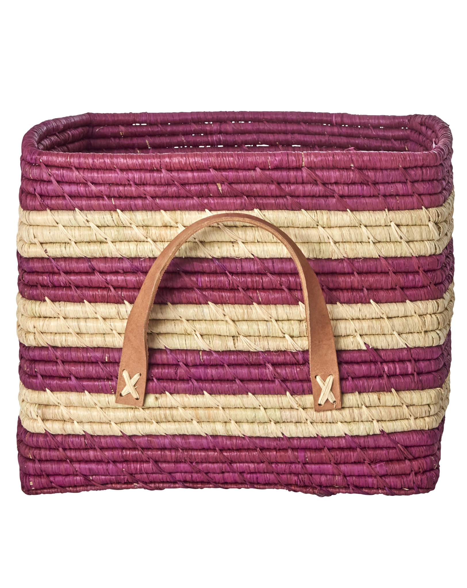 Aufbewahrungskorb SQUARE AUBERGINE STRIPES in purple