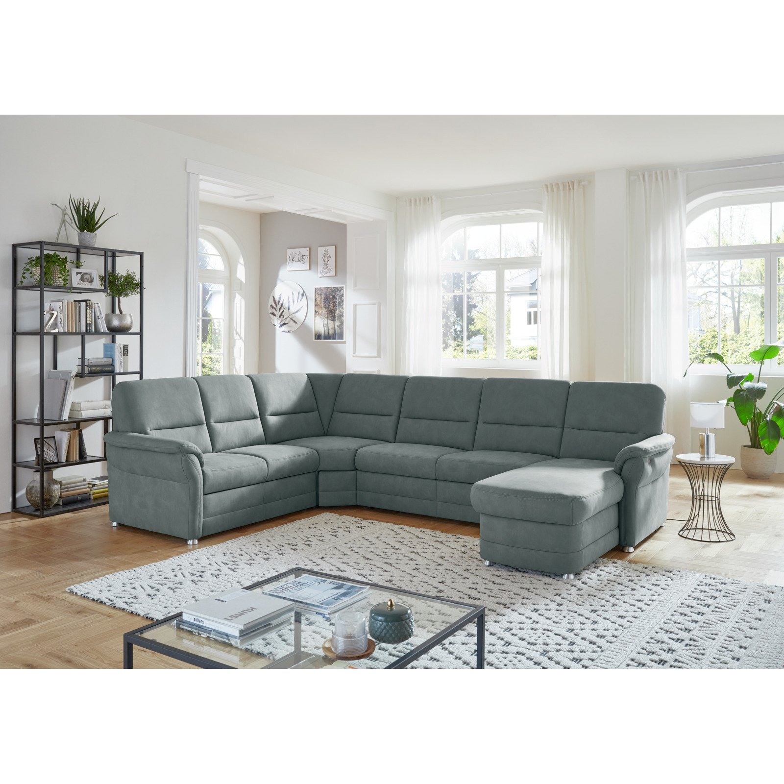 Wohnlandschaft Jena Stoff steel, Ottomane links