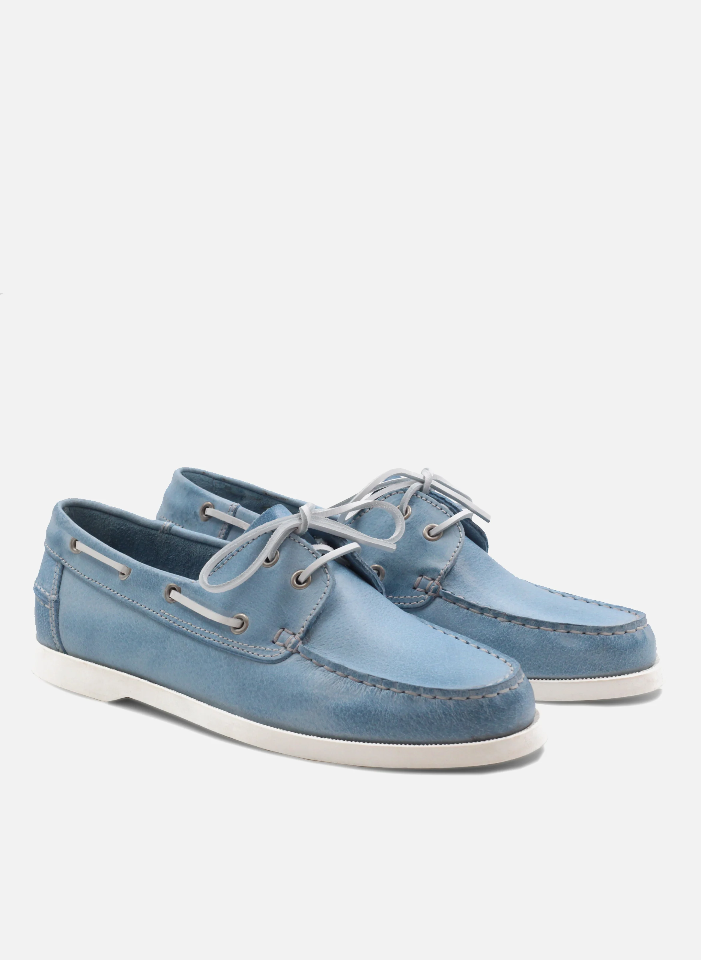 Chaussures bateau cuir mat brossé | Bleu