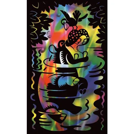 Mammut Kratzbild Mini Nilpferd regenbogen