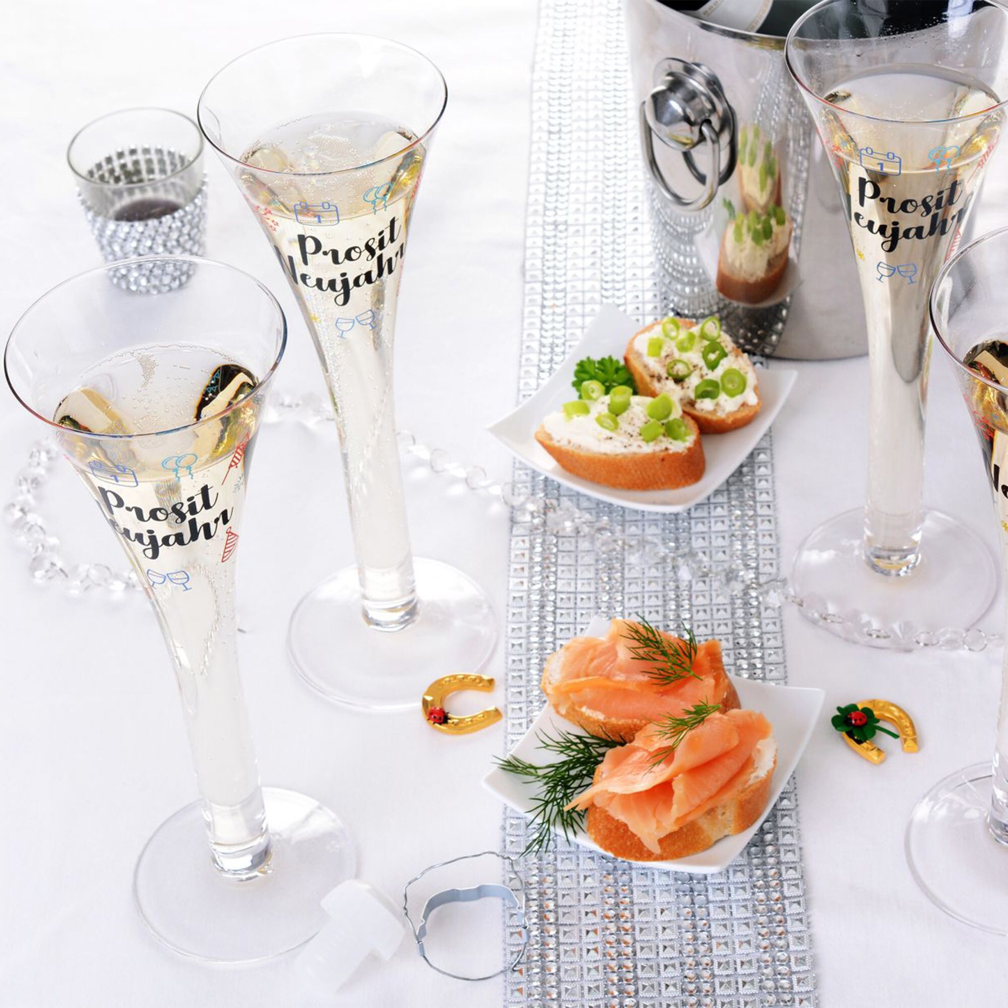 GRÄWE Sektgläser, 6er Set + 2 Gratis Prosit Neujahr