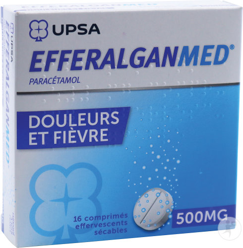 EfferalganMed 500mg Paracétamol Douleurs Et Fièvre 16 Comprimés Effervescents Sécables