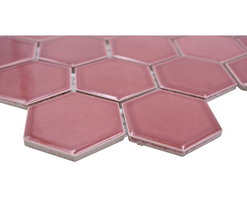 Keramisch mozaïek HX540 Hexagon Uni bordeauxrood glanzend