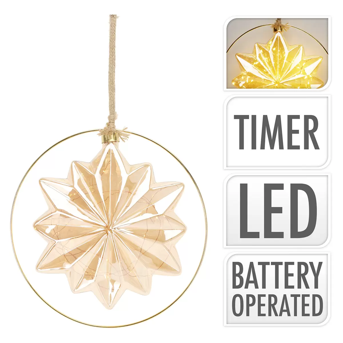 LED-Kugel LED-Stern bernstein,gold