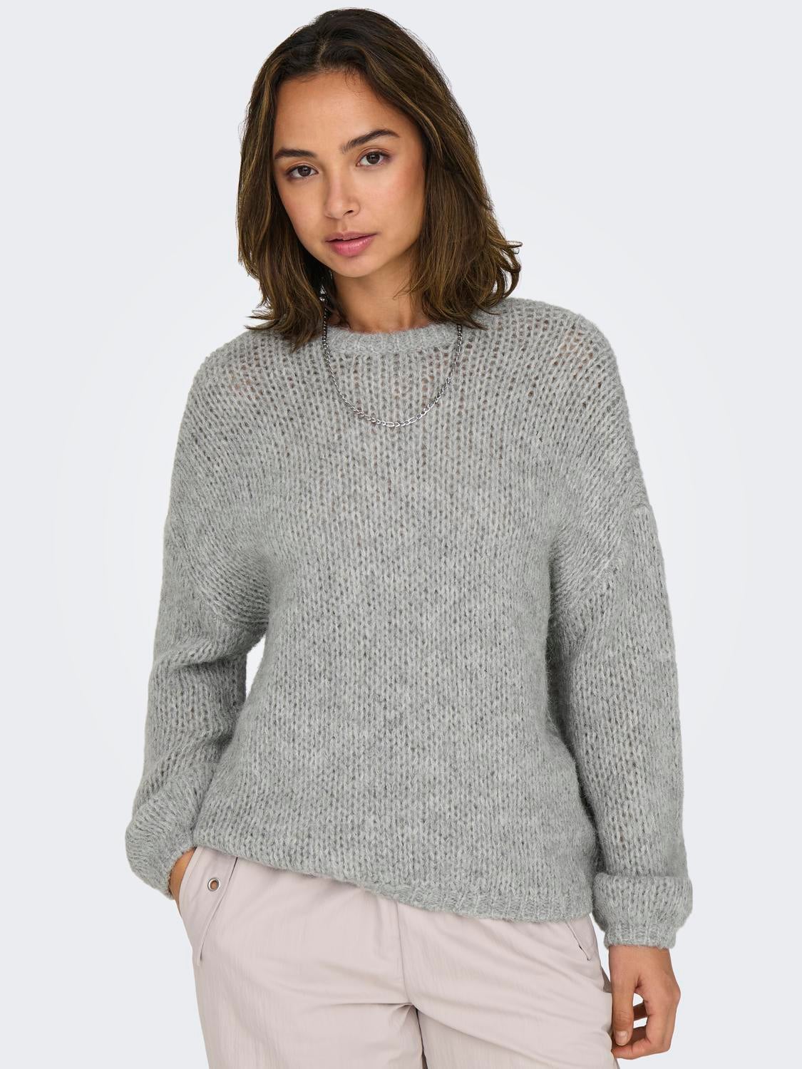 ONLJACKIE Strickpullover Light Grey Melange