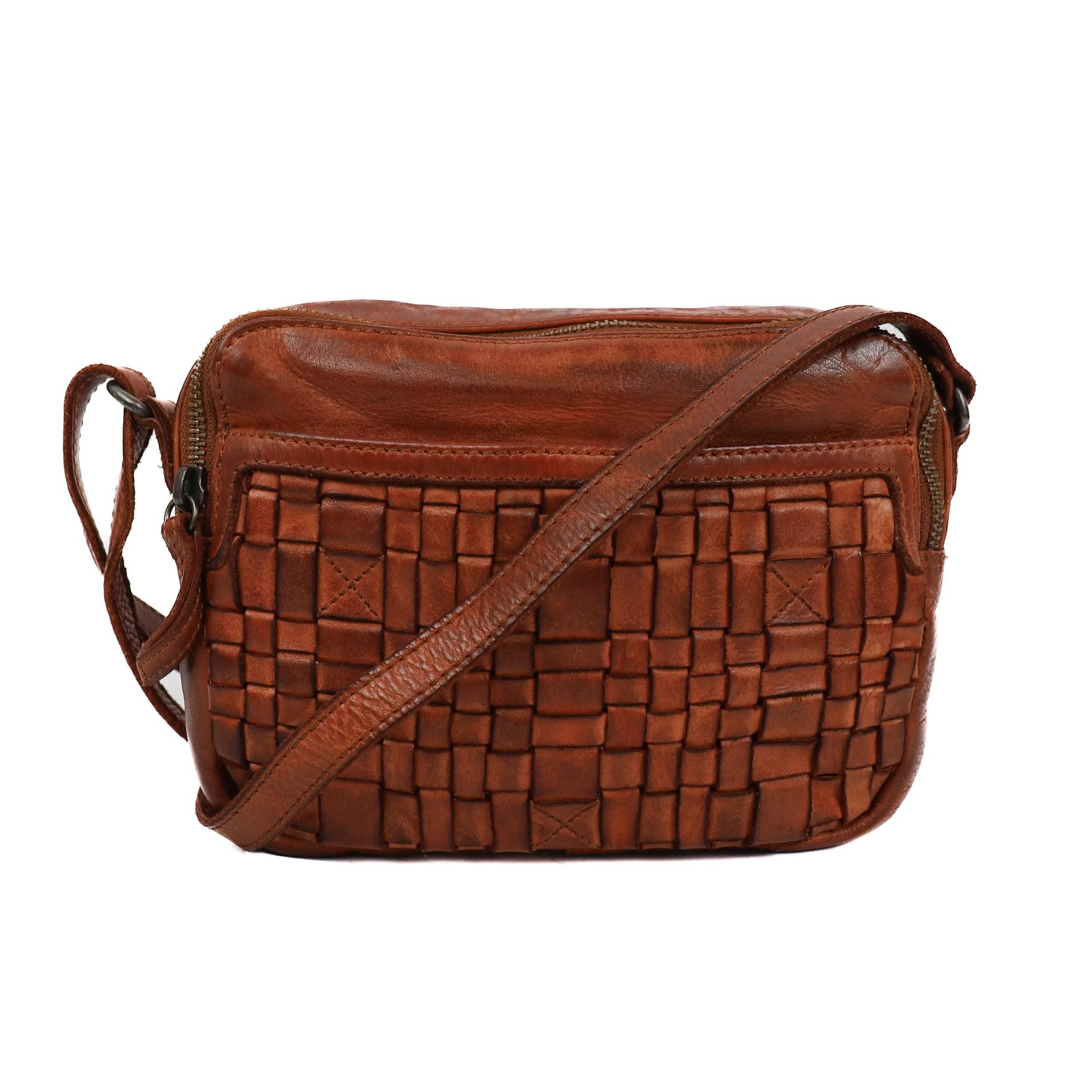 Bear Design Cow Lavato Schoudertasje Irem Cognac Woven CL44395