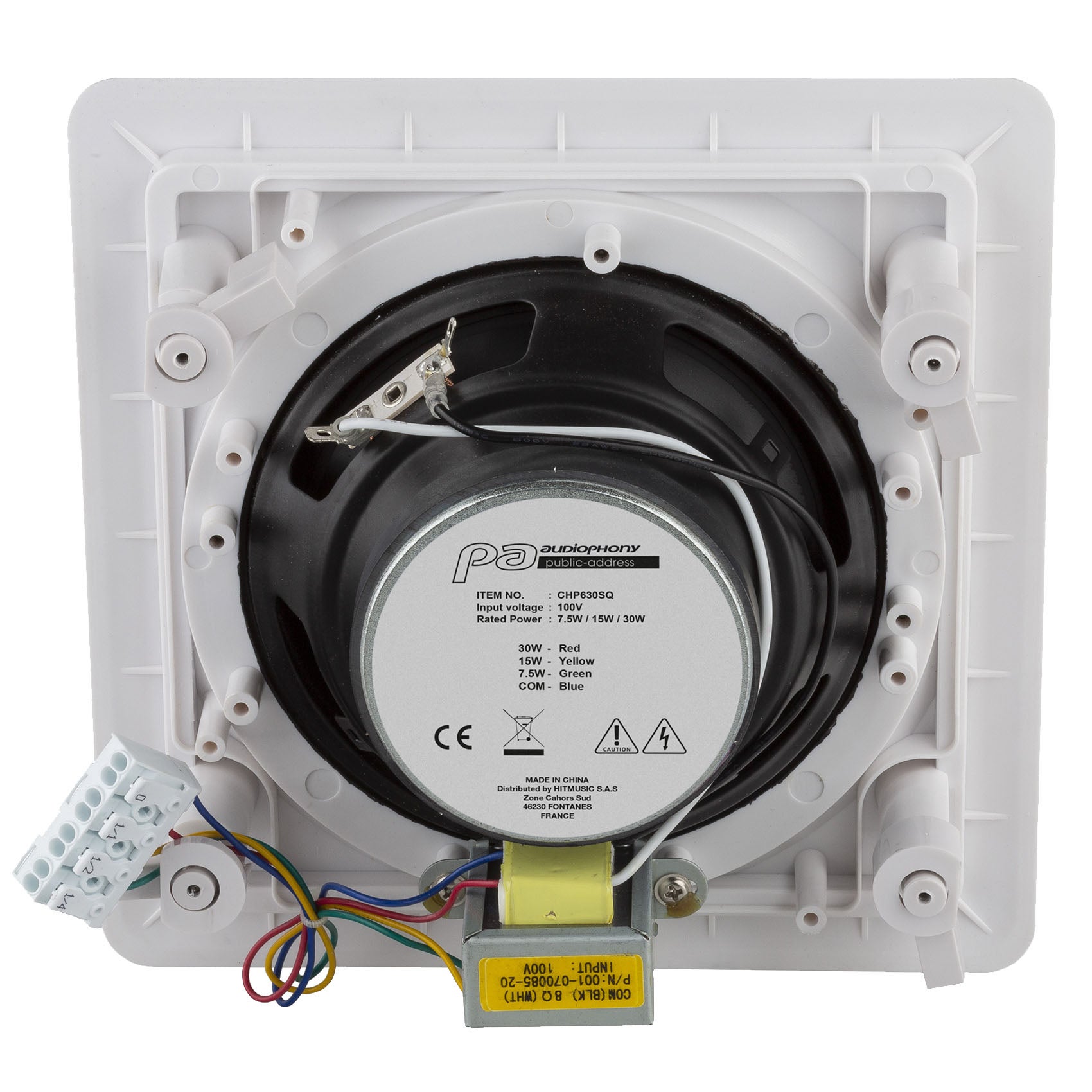 Audiophony CHP630SQ 6 inch plafondspeaker vierkant wit 30W - 100V (per stuk)