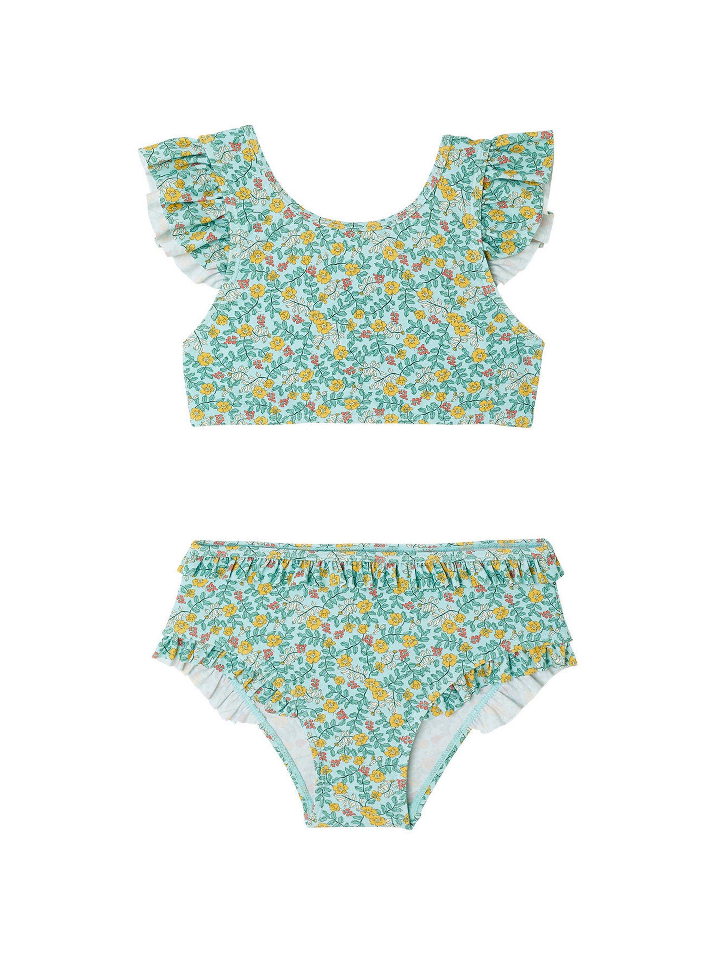 Vertbaudet Mädchen Bikini mit Blumenmuster himmelblau