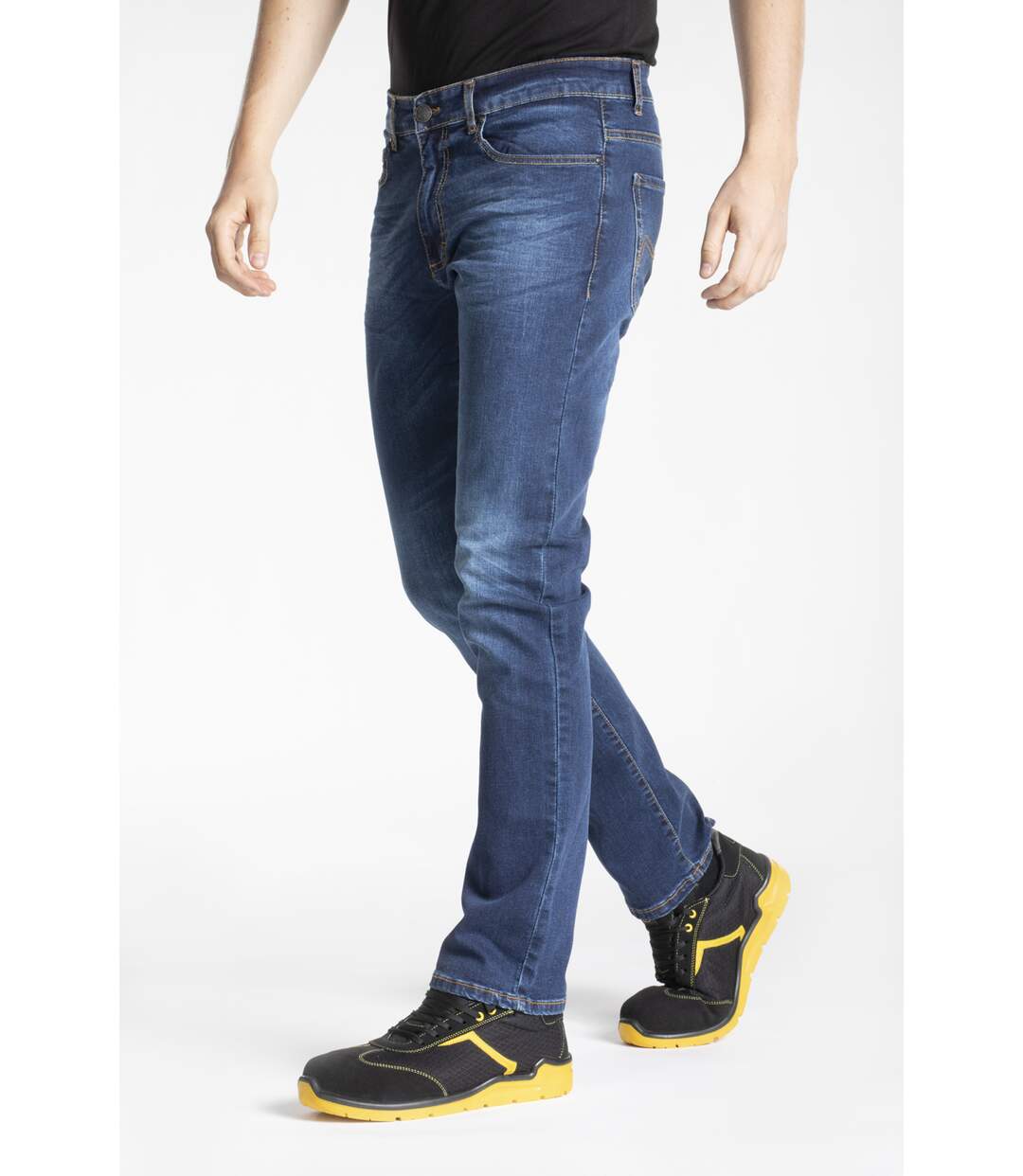 Jeans de travail coupe droite confort denim brossé stretch WORK8 DENIM
