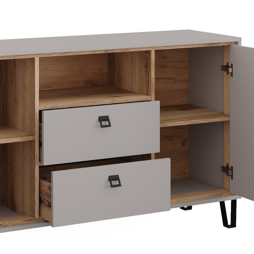 Vicco Sideboard Tirion 138 x 80 cm in Cashmere Eiche, Wohnzimmer, 2 Türen