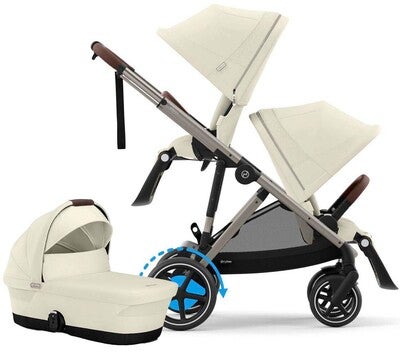 Cybex e-Gazelle S Søskenvogn inkl. Liggedel, Seashelle Beige/Taupe