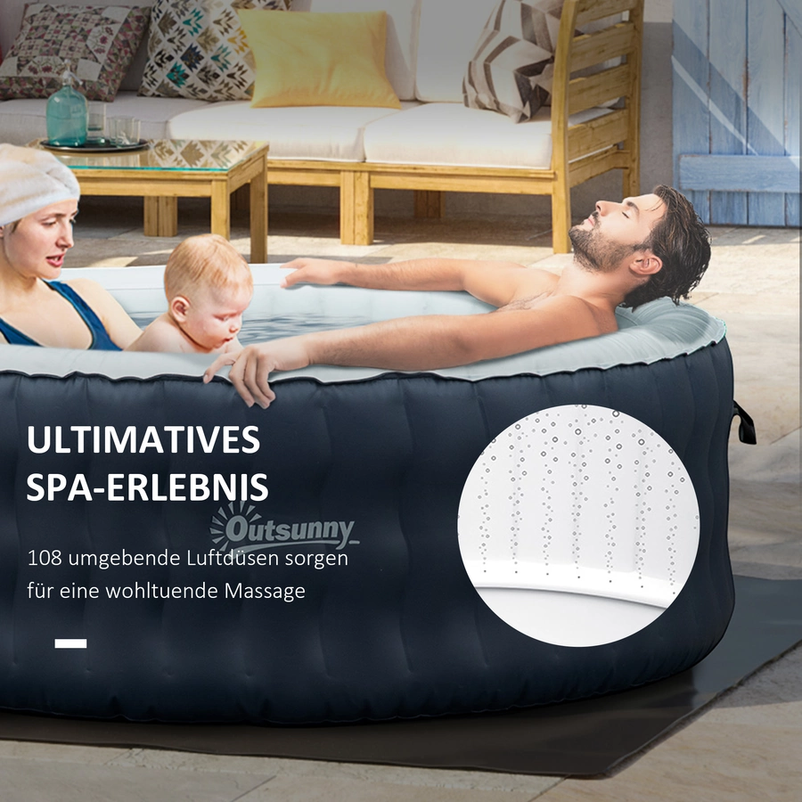 Outsunny Whirlpool mit LCD-Anzeige blau