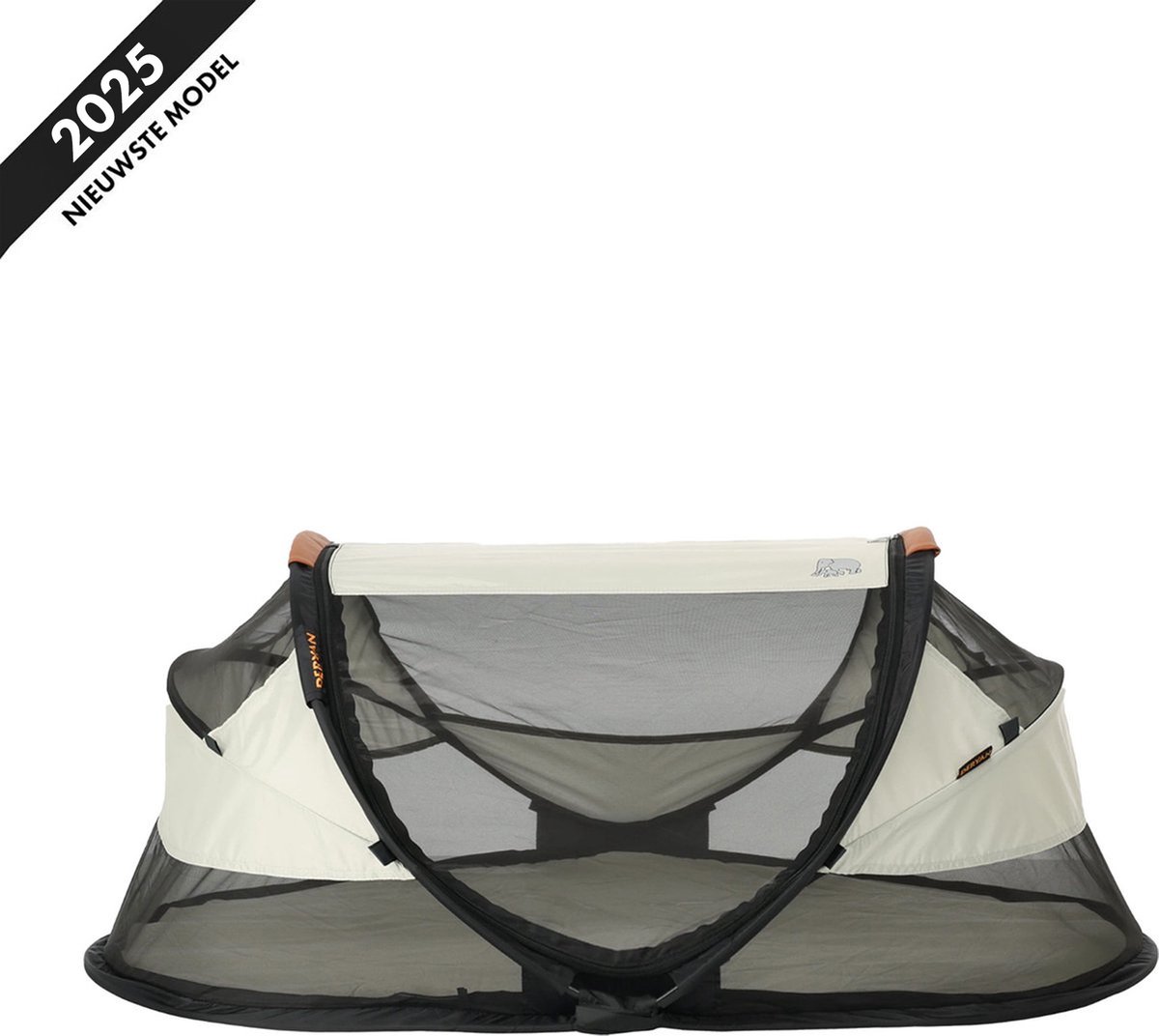 Deryan Baby Luxe campingbedje met leren handvatten - Ivory
