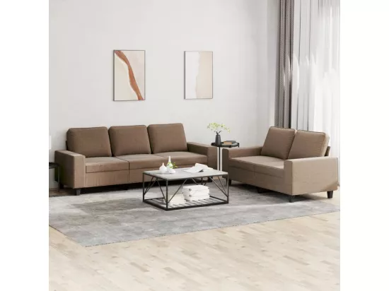 Ensemble de canapés 2 pièces marron tissu