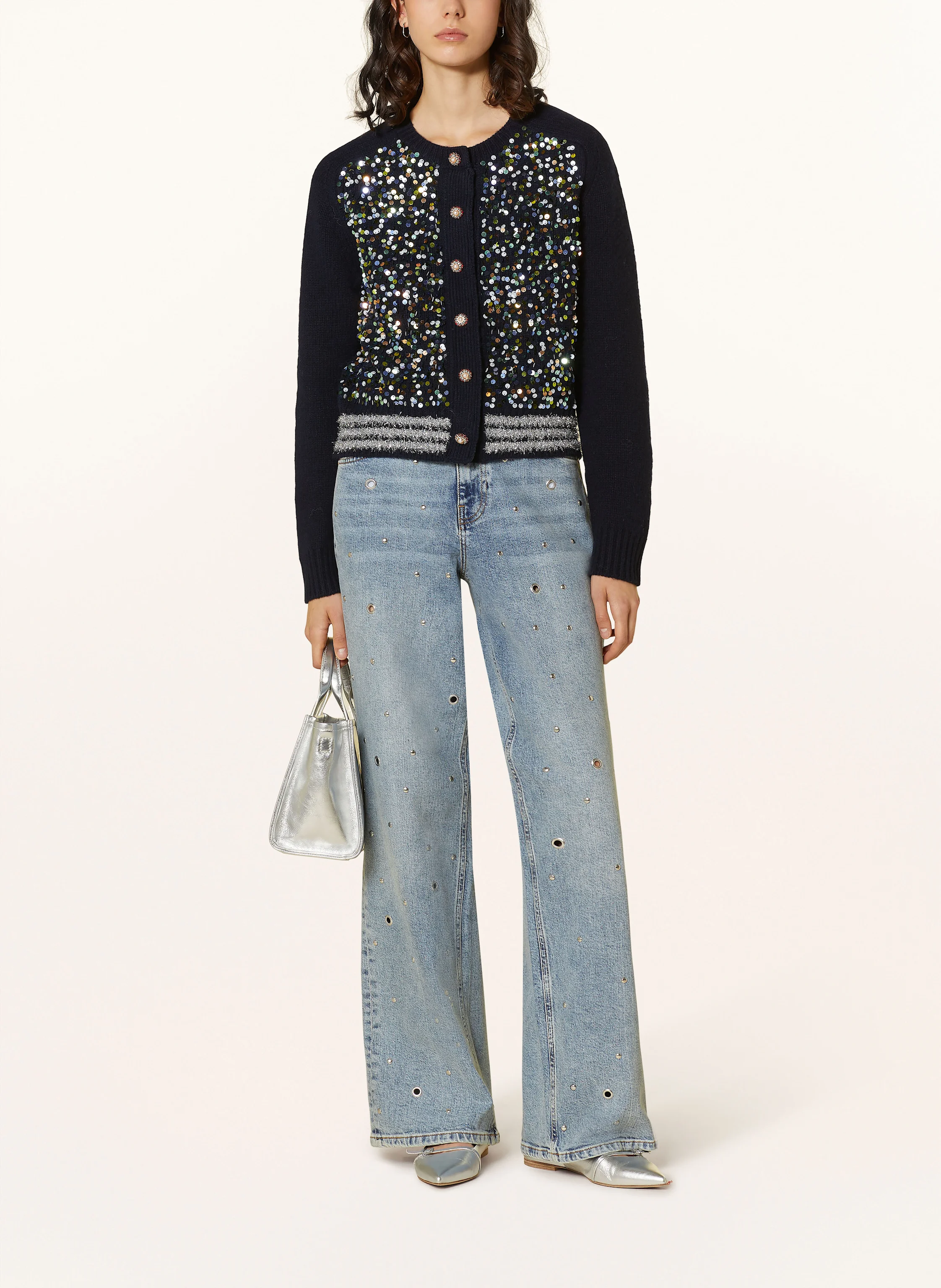 ESSENTIEL ANTWERP Strickjacke HALTER mit Pailletten