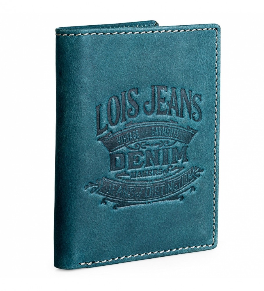 Carteira de couro Lois 201717 Azul - 10 x 8 cm -