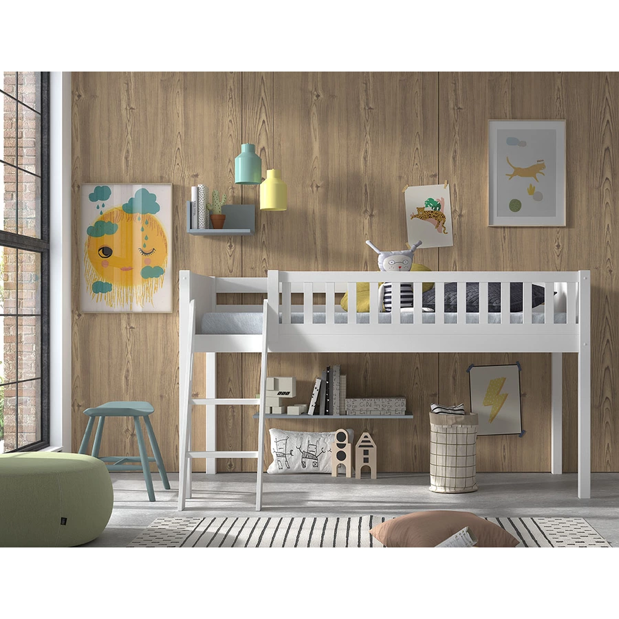 VIPACK Spielbett SCOTT 90 x 200 cm inkl. Leiter weiß