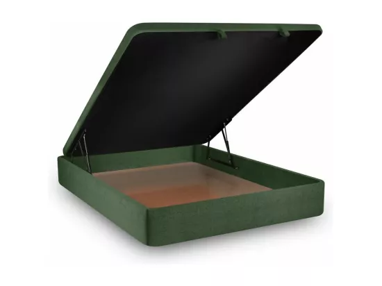 Sommier Coffre Tissu Vert 200x200 H39cm