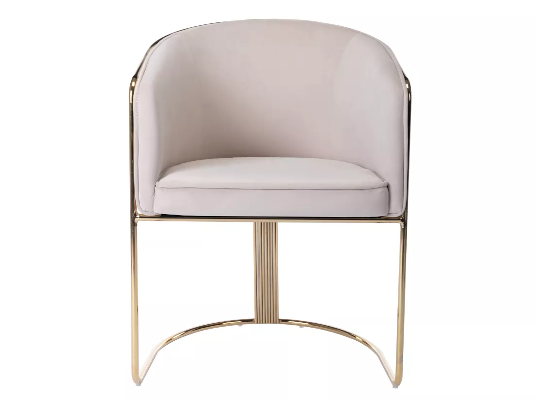 Chaise avec accoudoirs en velours et métal - Crème et doré - JOSETHE de Pascal MORABITO