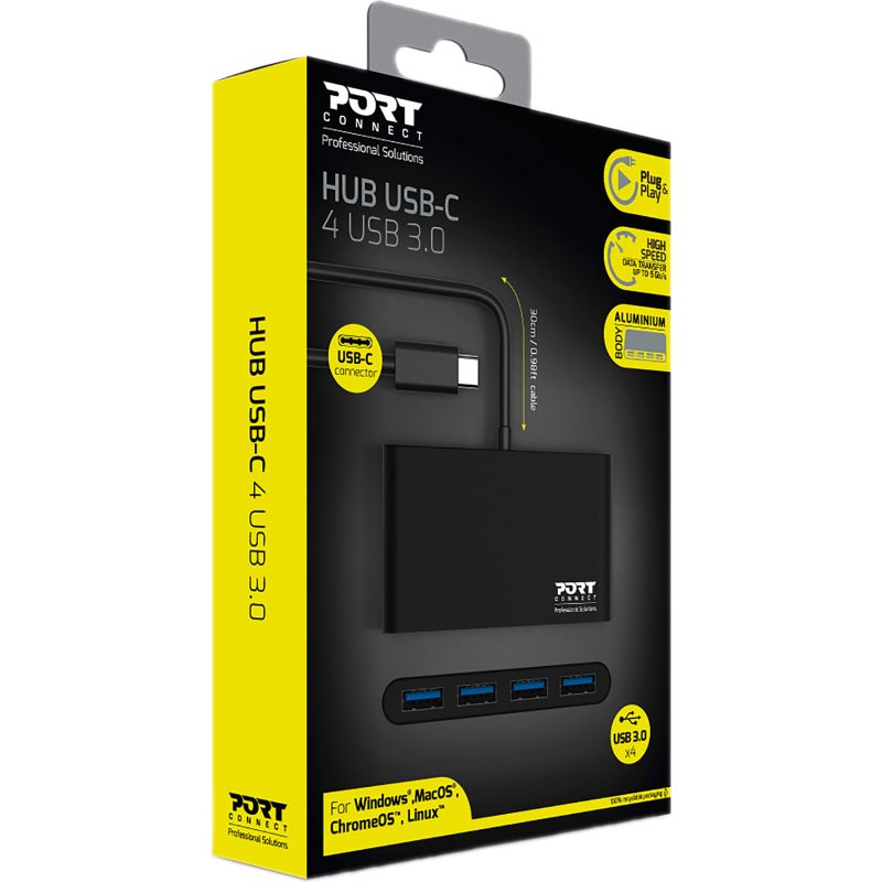Hub 4 ports USB A  type C Port