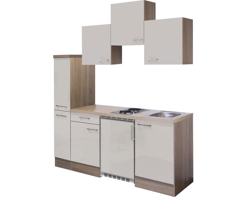 Flex Well enkele keuken met apparatuur Nepal 180 cm kasjmier glanzend gedemonteerde variant omkeerbaar 00009886