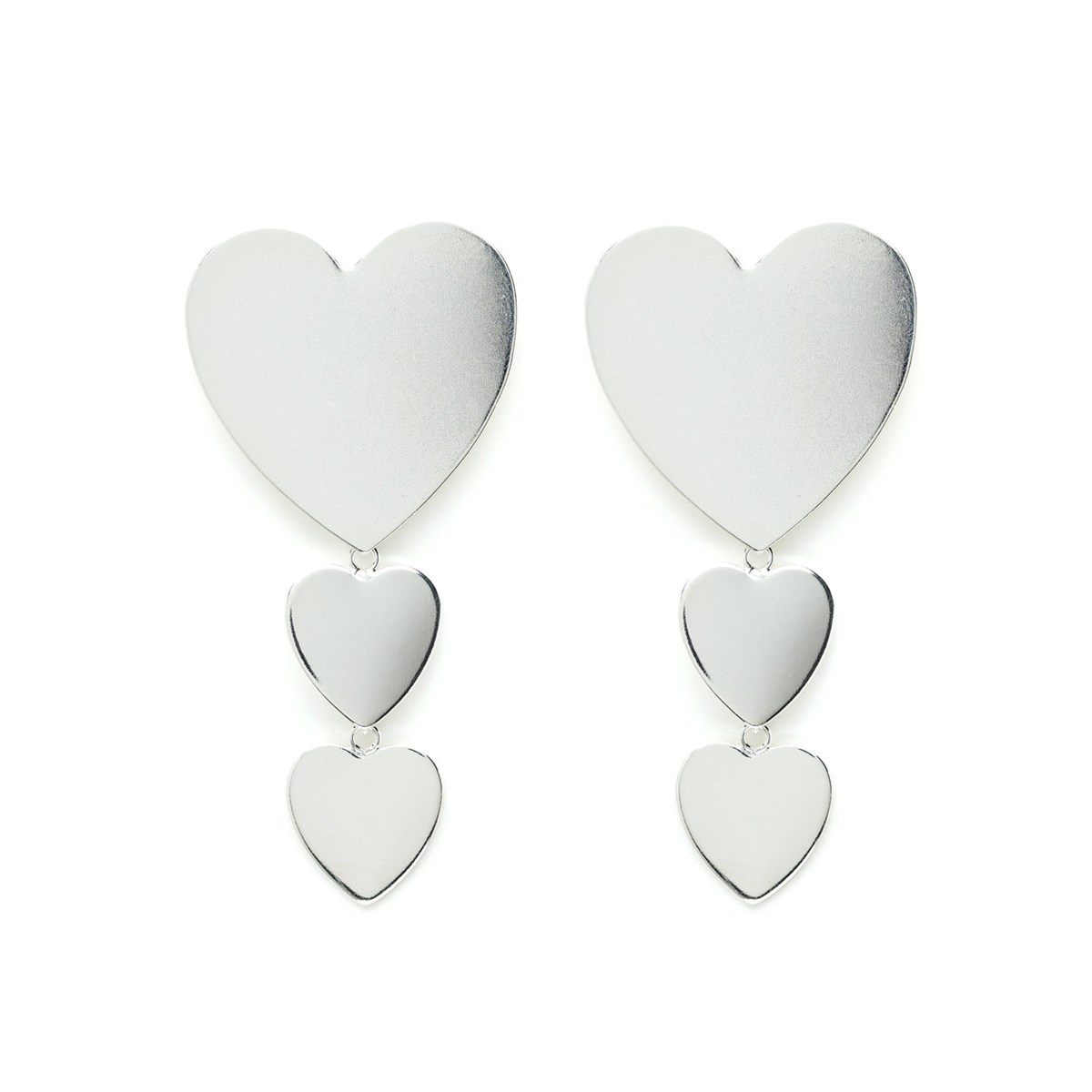 boucles d'oreilles puces pendantes coeurs plaqué argent - APHRODITE