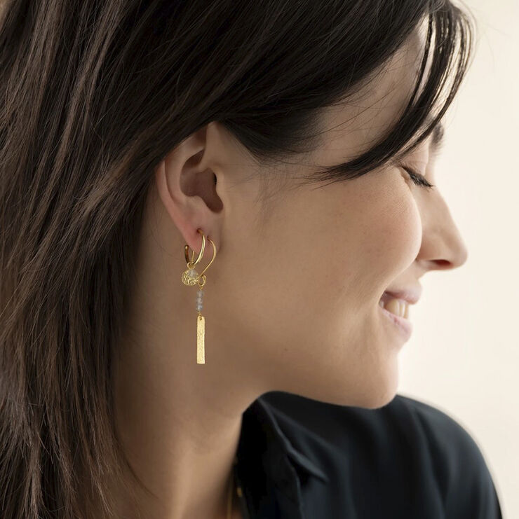 A Beautiful Story Bar Labradorite Earrings GP Gold