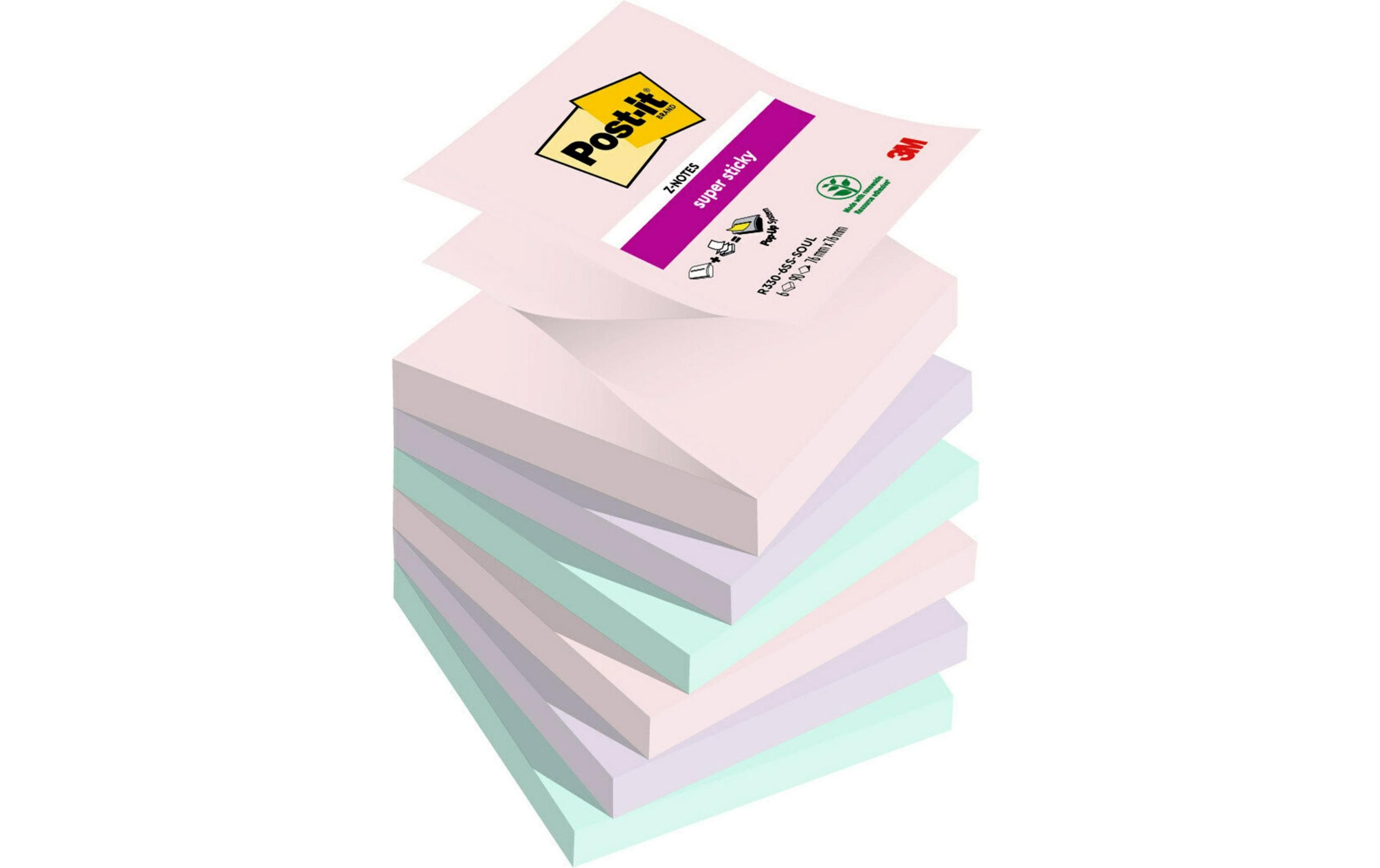 Notizzettel Super Sticky Soulful Collection, 76 x 76 mmPost-it Super Sticky Notes je 90 Blätter