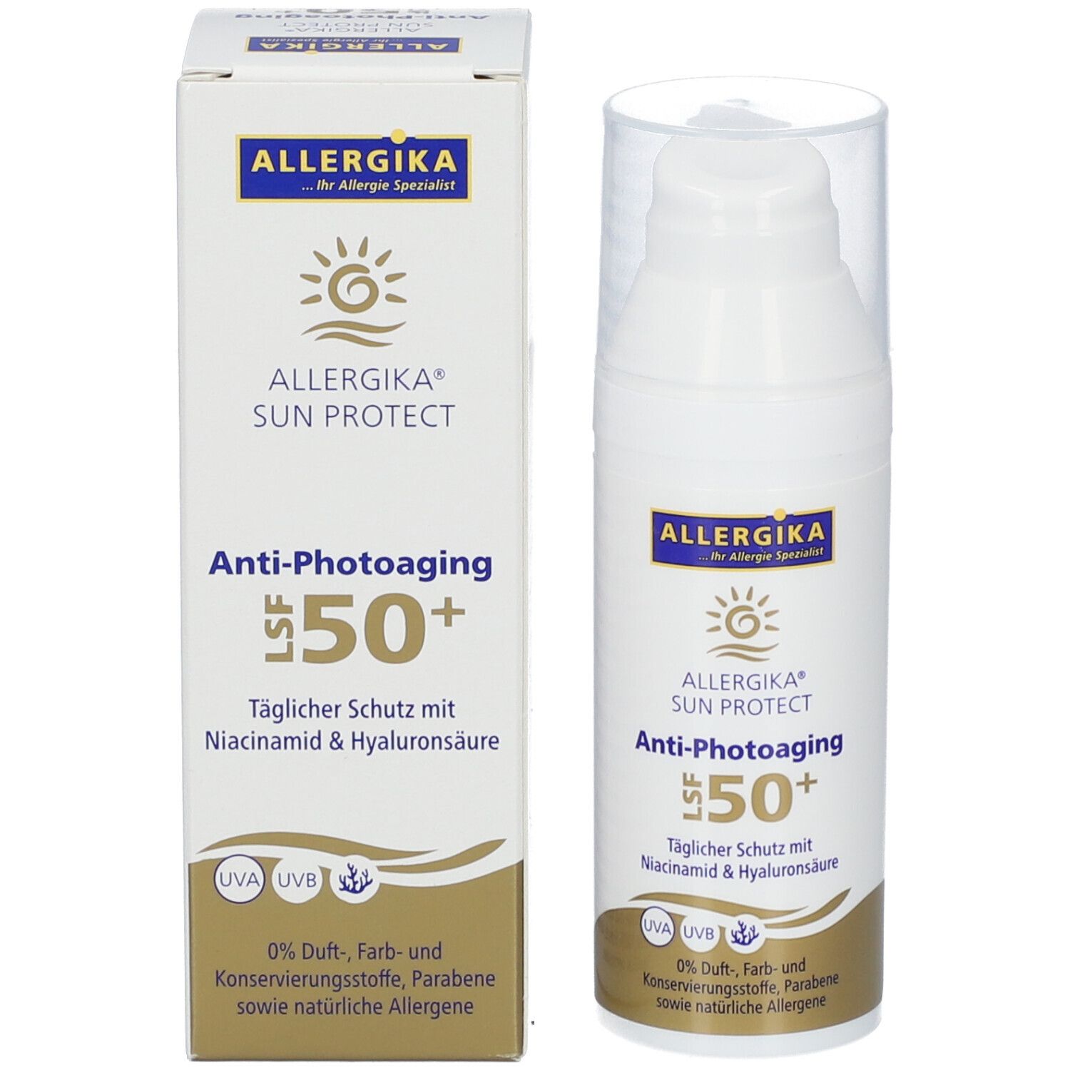 ALLERGIKA® SUN PROTECT Anti-Photo-Aging SPF 50+ - Sonnenschutz zur tägliche Anwendung, sehr hoher Schutz vor vorzeitiger Hautalterung bei sensibler, trockener Haut