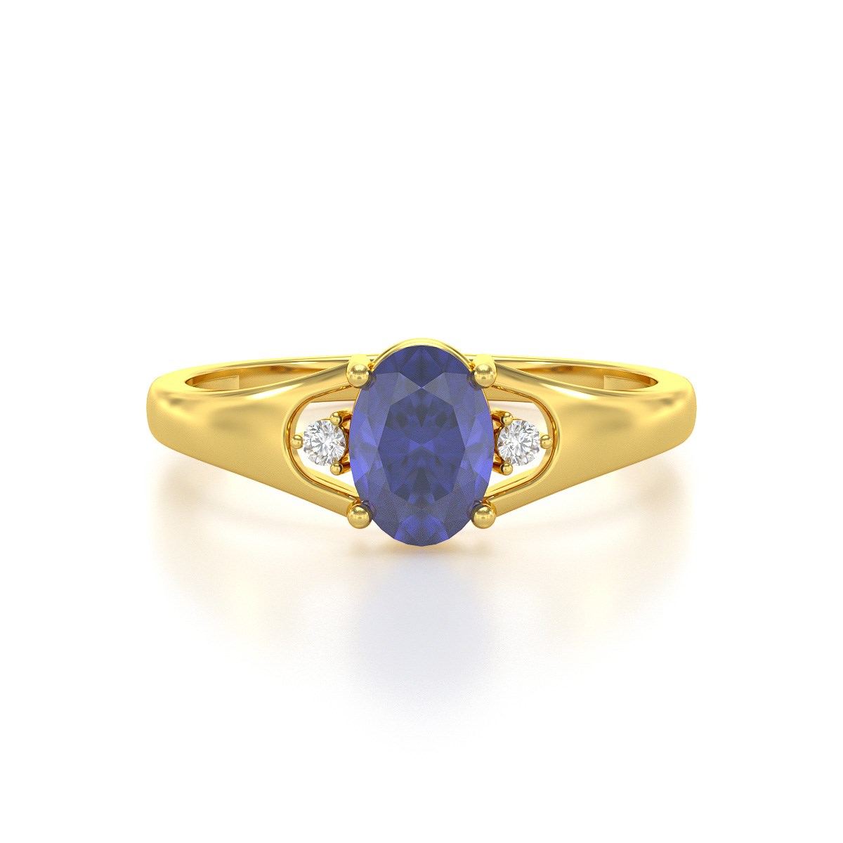 Bague ADEN Or 585 Jaune Tanzanite et diamants 1.382grs