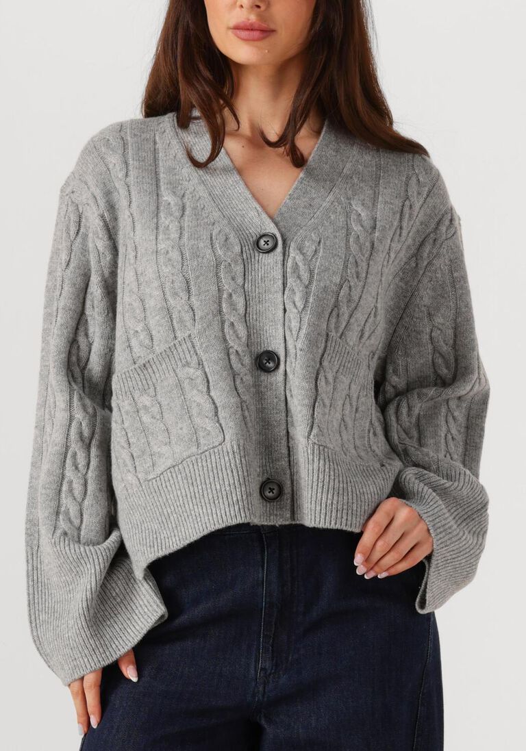 lichtgrijze second female vest alphine knit cardigan