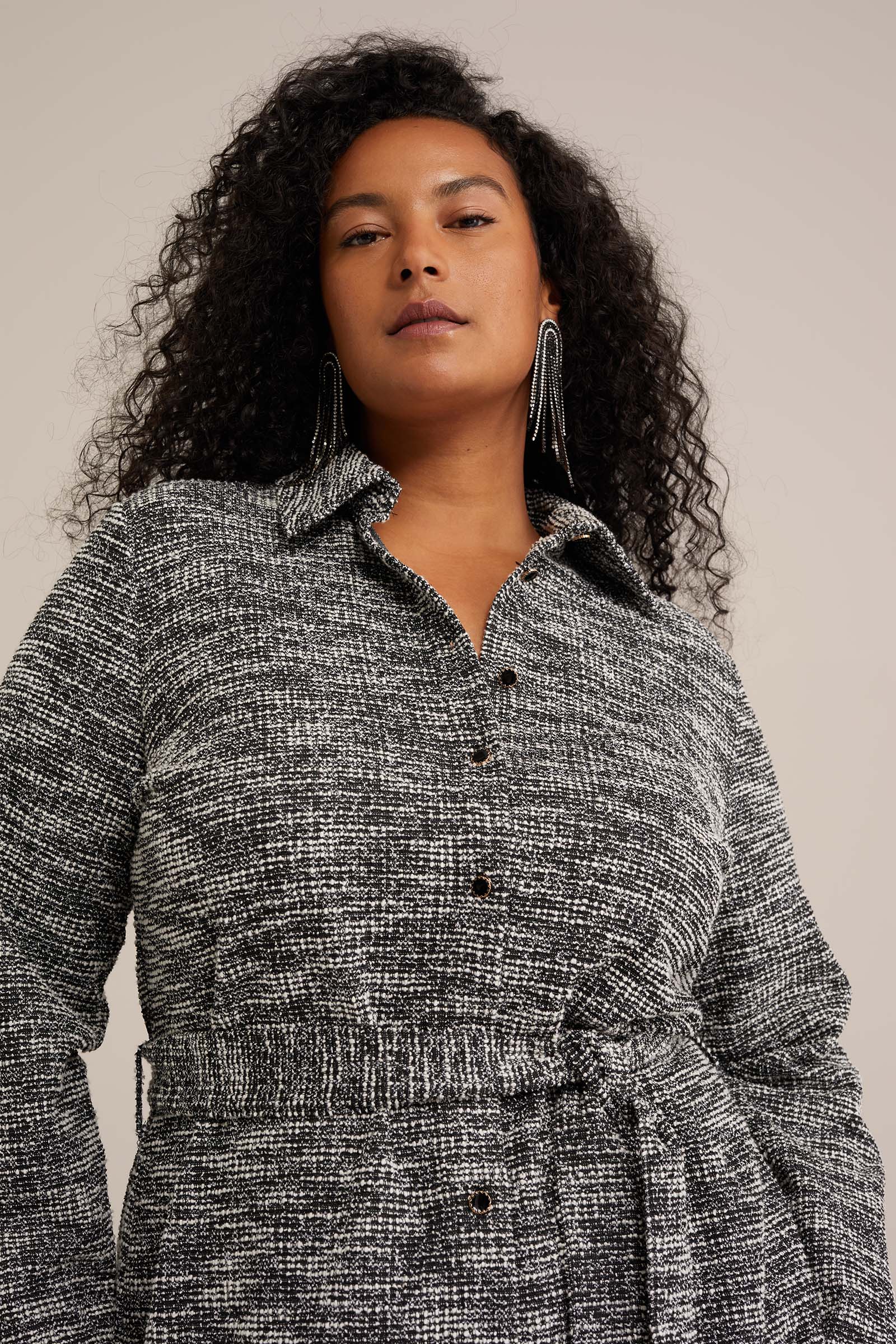 boucle jurk - Curve WE Fashion Zwart