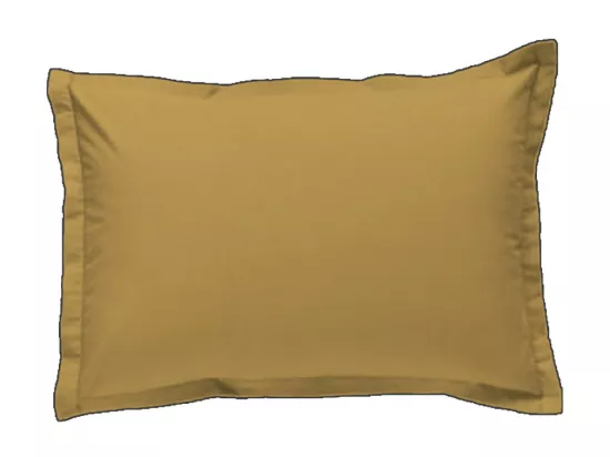 Lot de 2 taies d'oreiller unies en coton finition bourdon miel 50x70cm