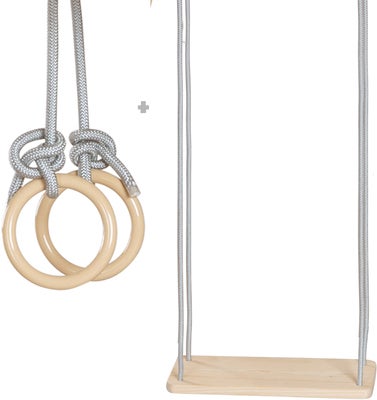 Roba Montessori Innendørs Leketårn med Huske & Ringer, Natural/Grey