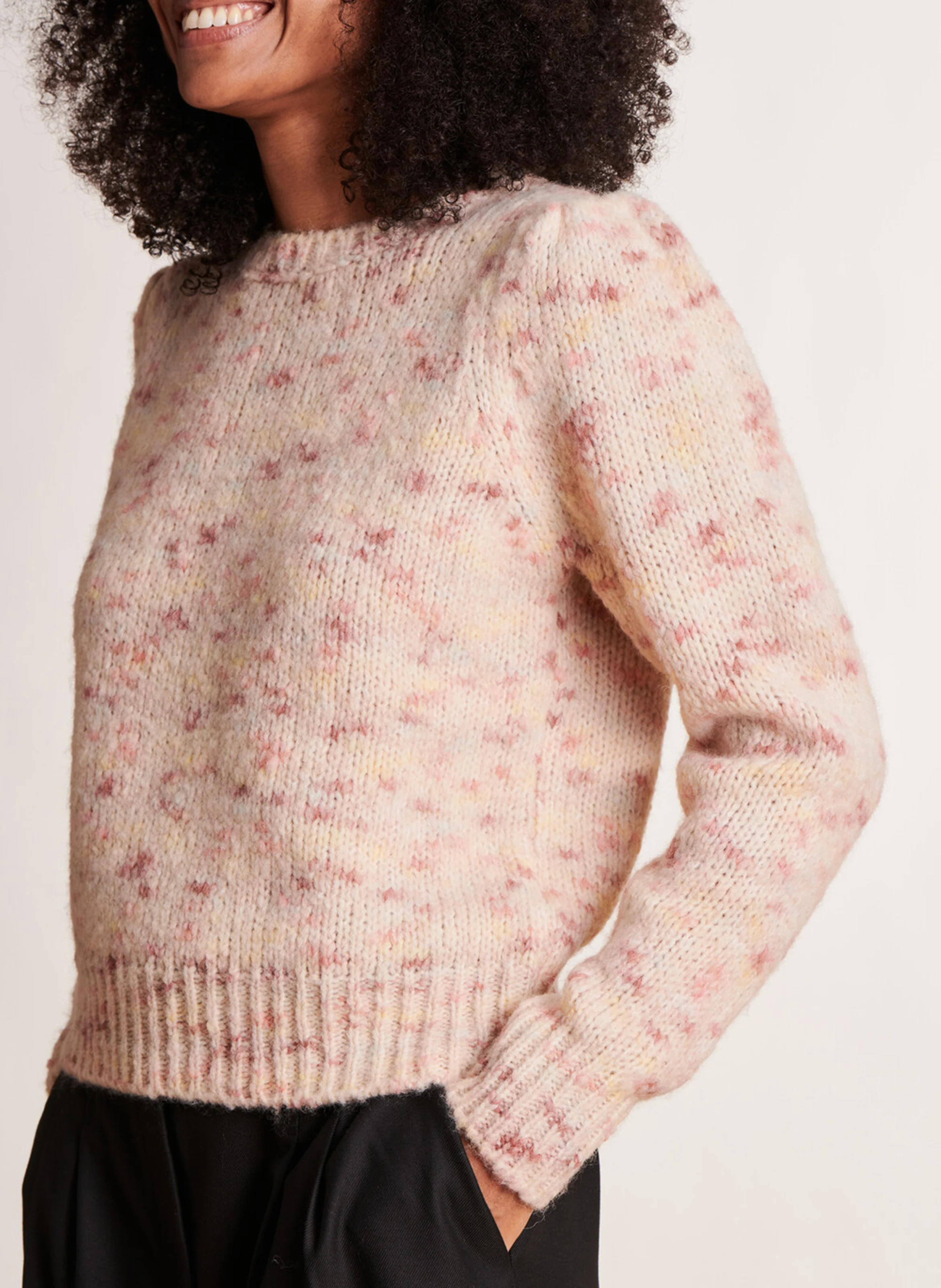 Pull ajusté à col rond | Rose
