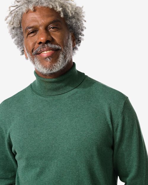 pull col roulé homme en maille vert