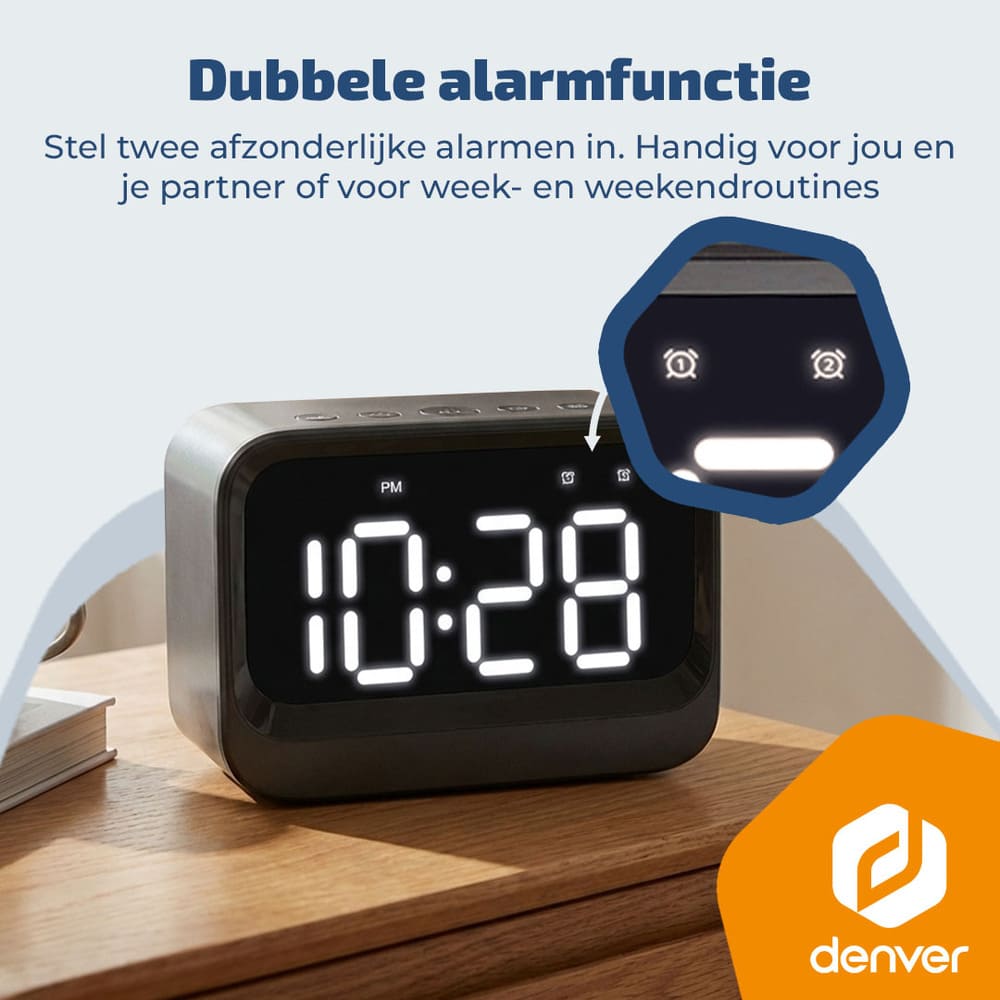Denver EC54W Wekker met Bluetooth speaker
